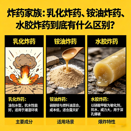 平邑炸药家族：乳化炸药、铵油炸药、水胶炸药到底有什么区别？